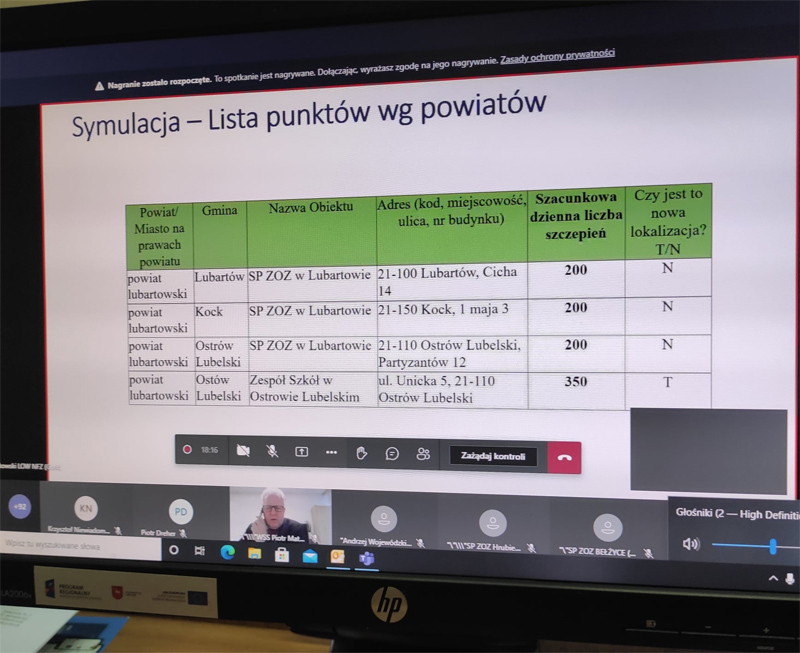 Wideokonferencja na temat Punktów Szczepień Powszechnych